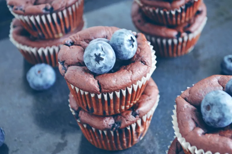 vegane Schoko-Blaubeeren-Muffins