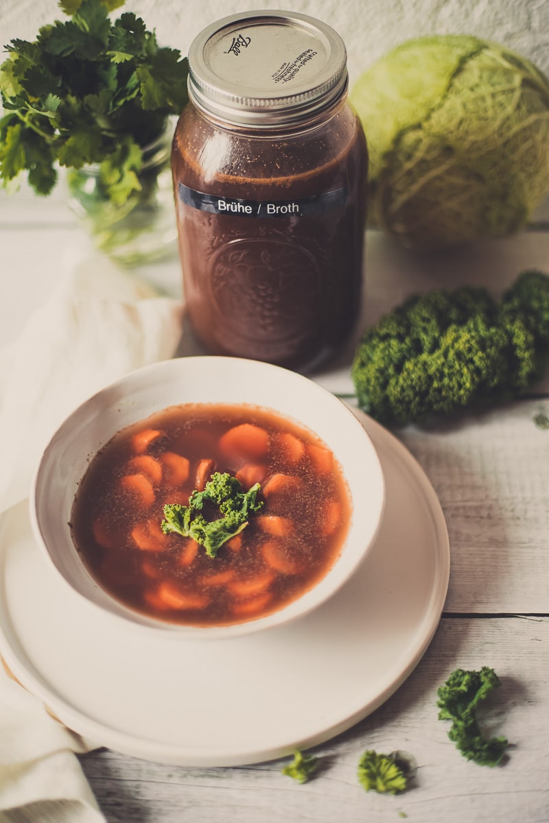 homemade vegetable broth from vegetable scraps