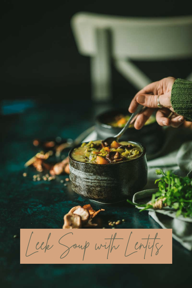 vegan leek soup with lentils